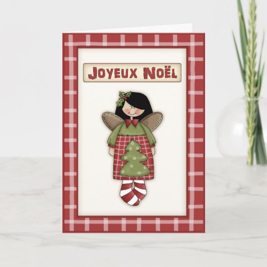 Whimsical Christmas Angel in het Frans Feestdagen Kaart (Voorkant)
