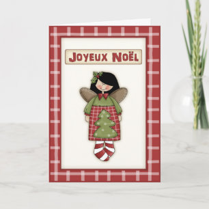 Whimsical Christmas Angel in het Frans Feestdagen Kaart