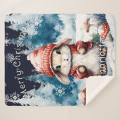 Whimsical Christmas Bunny gepersonaliseerd Sherpa Deken (Voorkant (horizontaal))