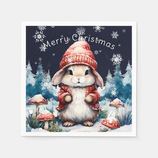 Whimsical Christmas Bunny Party Servet (Voorkant)