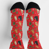Whimsical Christmas Cat Pattern Socks Sokken (Top)