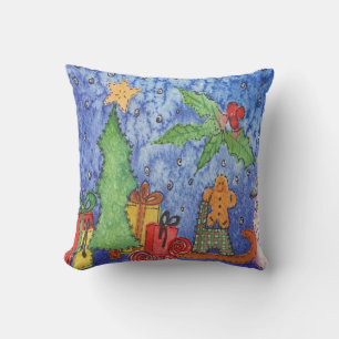 Whimsical Christmas Cheer Waterverf Painting Kussen