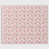 Whimsical Christmas Cottage huizen Roze Cadeaupapier (Vlak)