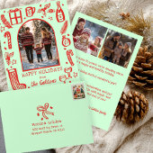 Whimsical Christmas Cute Custom Arch 3 PHOTO Feestdagenkaart