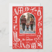 Whimsical Christmas Cute Custom Arch 4 PHOTO Feestdagenkaart (Voorkant)