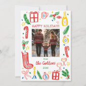 Whimsical Christmas Doodle Schattigee aangepaste f Feestdagenkaart (Voorkant)