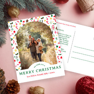Whimsical CHRISTMAS Doodles CUSTOM Arch FOTO Briefkaart