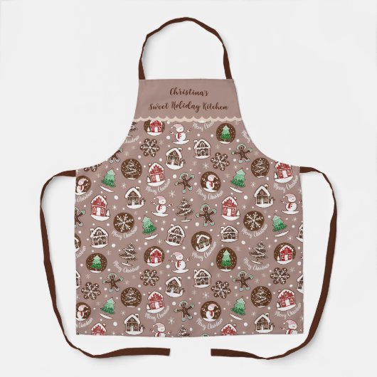 Whimsical Christmas Gingerbread Holiday Baking Schort (Voorkant)