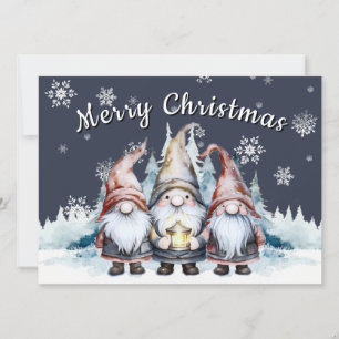 Whimsical Christmas Gnome Familiefoto Feestdagenkaart