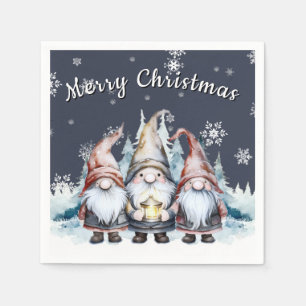 Whimsical Christmas Gnome Family Party Servet