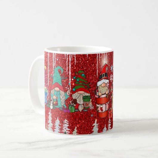 Whimsical Christmas Gnome with Festive Holiday Koffiemok (Voorkant links)