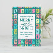 Whimsical Christmas Grid Cute Custom 2 PHOTO  Feestdagenkaart (Staand voorkant)
