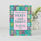 Whimsical Christmas Grid Cute Custom 2 PHOTO  Feestdagenkaart (Staand voorkant)