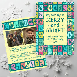Whimsical Christmas Grid Cute Custom 2 PHOTO  Feestdagenkaart