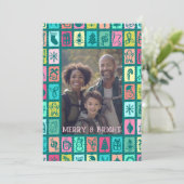 Whimsical Christmas Grid Cute Custom 3 PHOTO Feestdagenkaart (Staand voorkant)