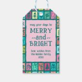Whimsical Christmas Grid Cute Custom  Cadeaulabel (Voorkant)