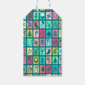 Whimsical Christmas Grid Cute Custom  Cadeaulabel (Achterkant)