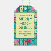 Whimsical Christmas Grid Cute Custom  Cadeaulabel (Voorkant)