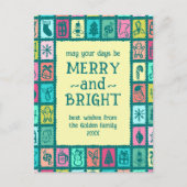 Whimsical Christmas Grid Cute Custom  Feestdagenkaart (Voorkant)