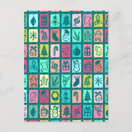 Whimsical Christmas Grid Cute Custom Feestdagenkaart (Voorkant)