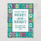 Whimsical Christmas Grid Cute Custom  Feestdagenkaart (Voorkant)