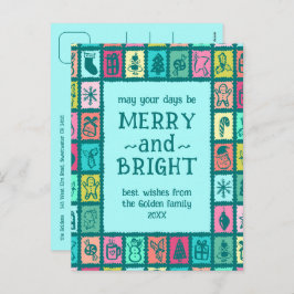 Whimsical Christmas Grid Cute Custom  Feestdagenkaart