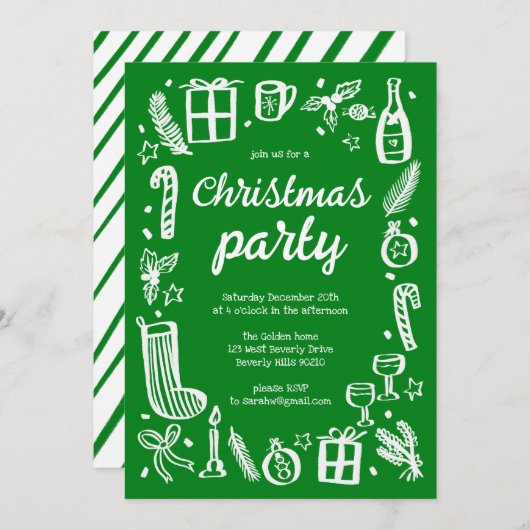 Whimsical Christmas Holiday Party Schattige Custom Kaart (Voorkant / Achterkant)