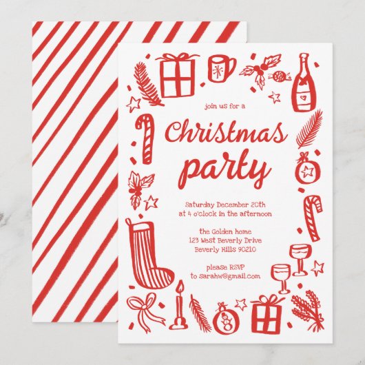 Whimsical Christmas Holiday Party Schattige Custom Kaart (Voorkant / Achterkant)