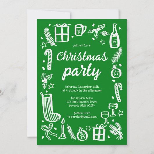 Whimsical Christmas Holiday Party Schattige Custom Kaart (Voorkant)