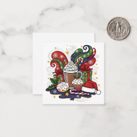 Whimsical Christmas Hot Cocoa & Treats Notitiekaartje (Voorkant / Achterkant in situ)