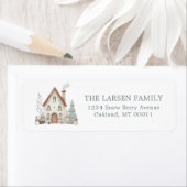 Whimsical Christmas House Winter Cottage Etiket (Insitu)