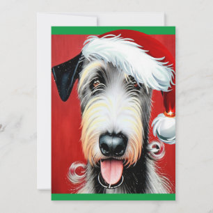 Whimsical Christmas Irish Wolfhound Flat Kaart