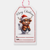 Whimsical Christmas label met een leuke Highland k Cadeaulabel (Achterkant)