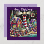 Whimsical Christmas Lighthouse Gepersonaliseerde K (Voorkant / Achterkant)