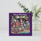 Whimsical Christmas Lighthouse Gepersonaliseerde K (Staand voorkant)