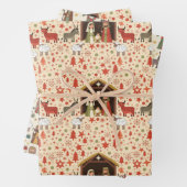 Whimsical Christmas Manger Scenes Inpakpapier Vel (In situ)