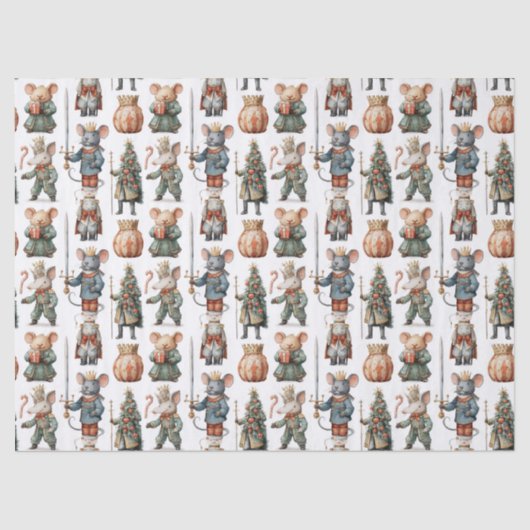 Whimsical Christmas Nutcracker Mice Tissuepapier (Voorkant)