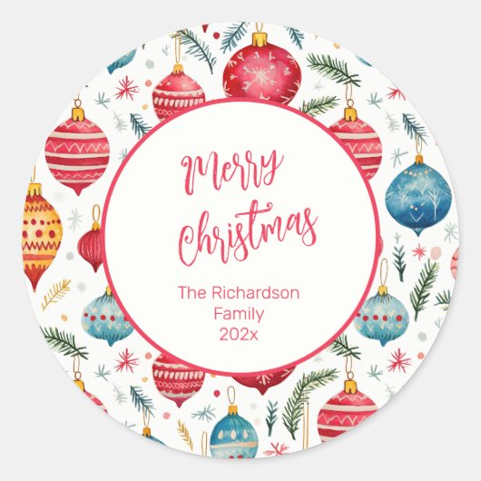 Whimsical Christmas  Ornamenten Sticker (Voorkant)