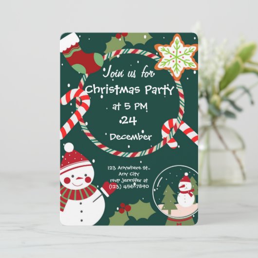 Whimsical Christmas Party Invitation  (Debout devant)