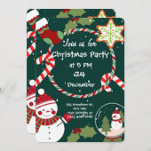 Whimsical Christmas Party Invitation Kaart (Voorkant / Achterkant)