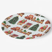 Whimsical christmas pattern with bears, trees, and papieren bordje (Gekanteld)