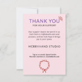 Whimsical Christmas Pink Wreath Funky Bedankkaart (Achterkant)