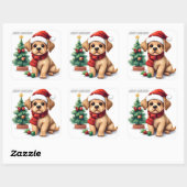 Whimsical Christmas Puppy Sticker | "Merry Christm (Feuille)
