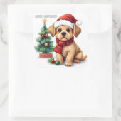 Whimsical Christmas Puppy Sticker | "Merry Christm (Sac)