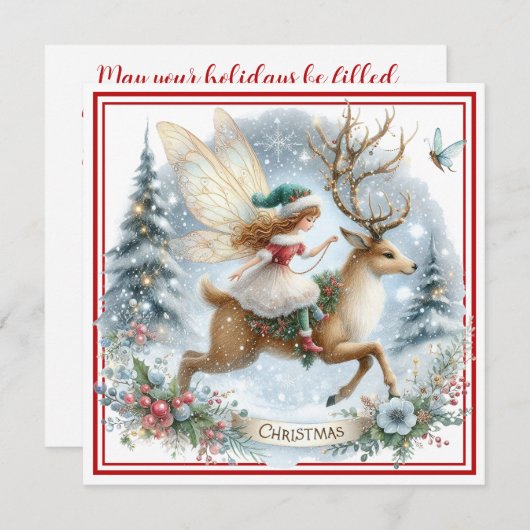 Whimsical Christmas Ride Holiday Card (Voorkant / Achterkant)