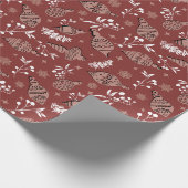 Whimsical Christmas Scandinavisch Botanisch Rood Cadeaupapier (Hoek)