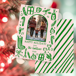 Whimsical Christmas Schattige Custom Arch FOTO Feestdagenkaart