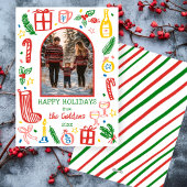 Whimsical Christmas Schattige Custom Arch FOTO Feestdagenkaart