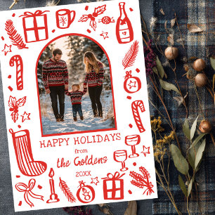 Whimsical Christmas Schattige Custom Arch FOTO Feestdagenkaart