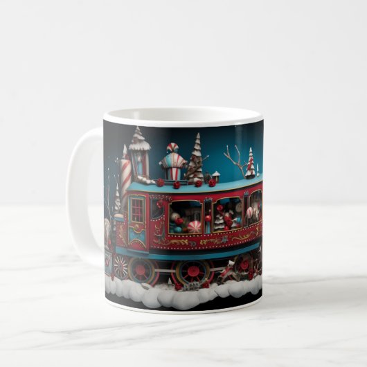 Whimsical Christmas Snoep Train 1 Mok (Voorkant links)